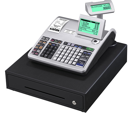 CASIO Registrierkasse SE-S3000 von vorne mit Kundenanzeige (GoBD/GDPdU-konform)